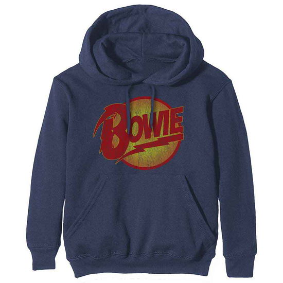 Cover for David Bowie · David Bowie Unisex Pullover Hoodie: Vintage Diamond Dogs Logo (Navy Blue) (Hoodie)