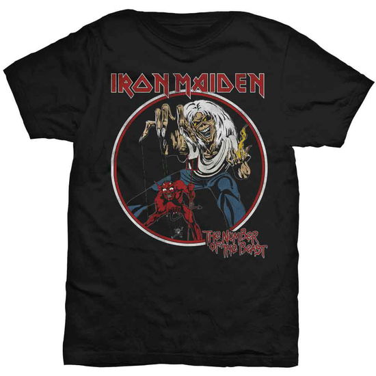 Iron Maiden Unisex T-Shirt: Number Of The Beast - Iron Maiden - Produtos - Global - Apparel - 5055979907442 - 