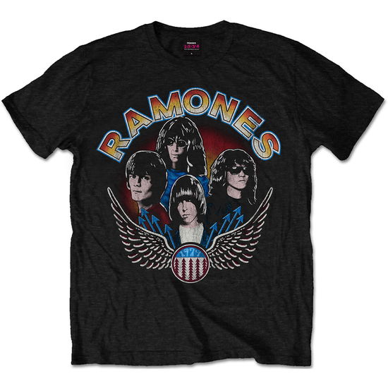 Ramones Unisex T-Shirt: Vintage Wings Photo - Ramones - Produtos - Merch Traffic - 5055979952442 - 