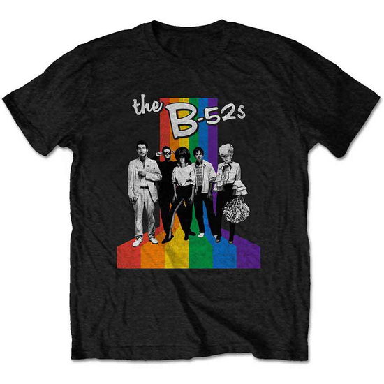 Cover for B52s · B52s Unisex T-Shirt: Rainbow Stripes (Black) (T-shirt) [size XXL] (2022)