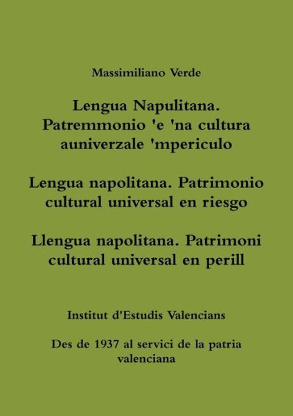 Cover for Massimiliano Verde · Lengua Napolitana. Patrimonio Cultural Universal en Riesgo (Book) (2018)