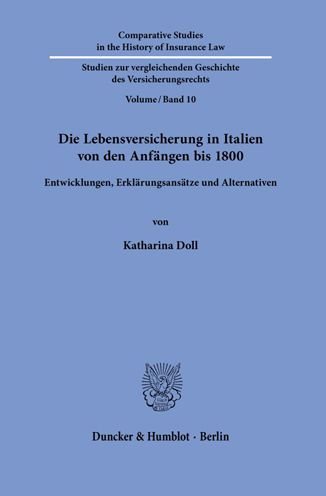 Cover for Katharina Doll · Die Lebensversicherung in Italien Von Den Anfangen Bis 1800 (Hardcover Book) (2021)