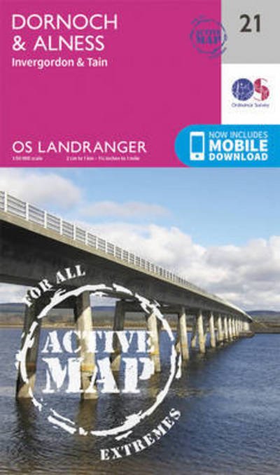 Cover for Ordnance Survey · Dornoch &amp; Alness, Invergordon &amp; Tain - OS Landranger Active Map (Landkart) [February 2016 edition] (2016)