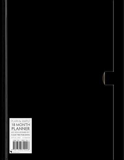 Black large plain & simple 18 month planner 2017 - Flame Tree - Książki - Flame Tree Publishing - 9781783619443 - 6 lipca 2016