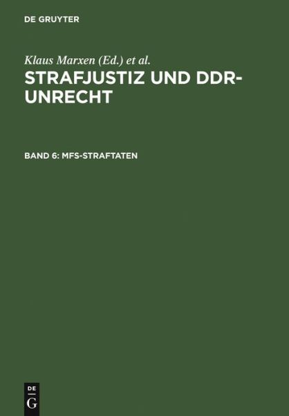 Cover for Klaus Marxen · MfS-Straftaten (Book) (2006)