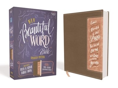 Cover for Zondervan Staff · Niv, Beautiful Word Bible, Updated Edition, Peel / Stick Bible Tabs, Leathersoft, Brown / Pink, Red Letter, Comfort Print (Buch) (2019)