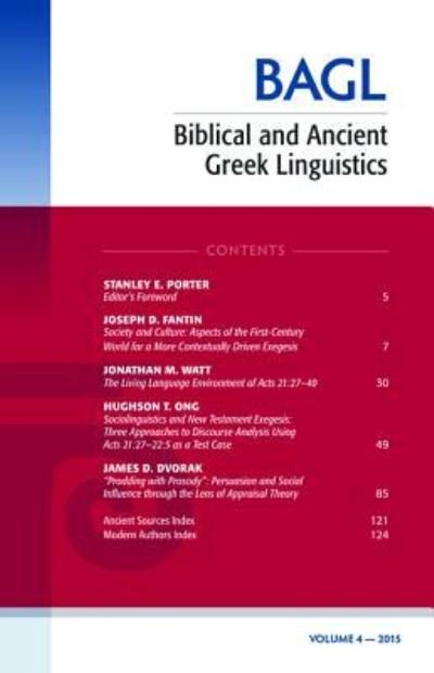 Cover for Stanley E. Porter · Biblical and Ancient Greek Linguistics, Volume 4 - Biblical and Ancient Greek Linguistics (Paperback Book) (2016)