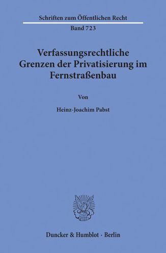 Cover for Pabst · Verfassungsrechtliche Grenzen der (Book) (1997)