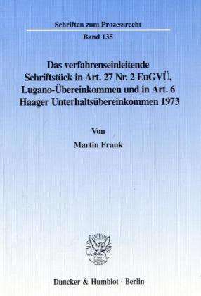Cover for Frank · Das verfahrenseinleitende Schrift (Buch) (1998)