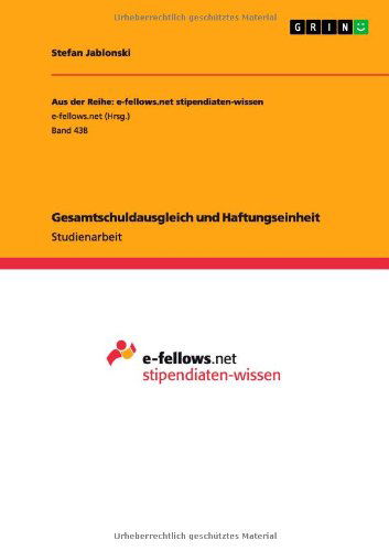 Cover for Stefan Jablonski · Gesamtschuldausgleich und Haftungseinheit (Paperback Book) [German edition] (2012)