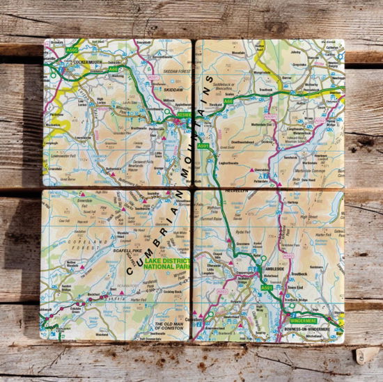 Cover for OS Map Ceramic Four Coaster Set - Lake District National Park (MERCH) (2025)