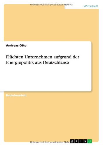 Cover for Otto · Flüchten Unternehmen aufgrund der (Bog) [German edition] (2013)