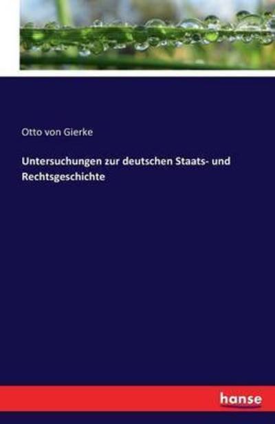 Cover for Gierke · Untersuchungen zur deutschen Sta (Book) (2016)