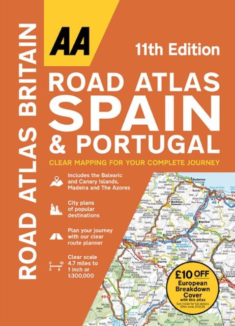 AA Road Atlas Spain & Portugal - AA European Road Atlases - Aa Publishing - Bøker - AA Publishing - 9780749583446 - 6. juli 2023