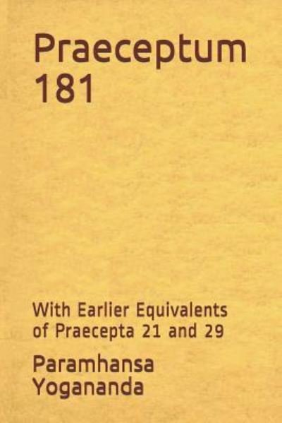 Cover for Paramhansa Yogananda · Praeceptum 181 (Taschenbuch) (2016)