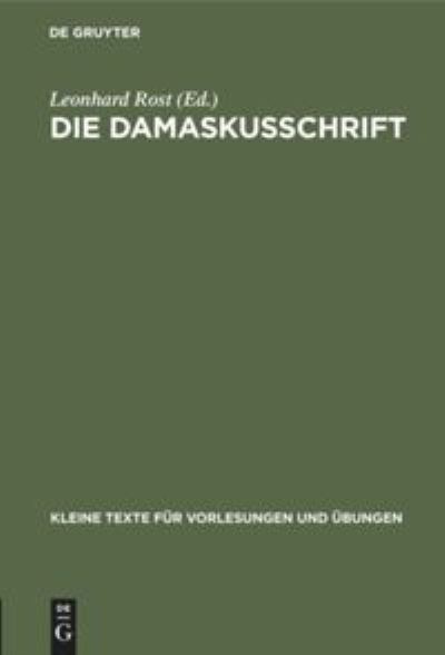 Cover for Leonhard Rost · Die Damaskusschrift (Book) (1933)