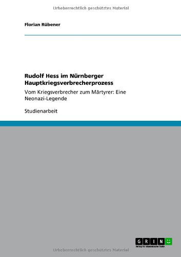 Cover for Rübener · Rudolf Hess im Nürnberger Haupt (Book) [German edition] (2011)