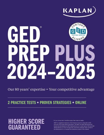 Cover for Caren Van Slyke · GED Test Prep Plus 2024-2025: Includes 2 Full Length Practice Tests, 1000+ Practice Questions, and 60+ Online Videos - Kaplan Test Prep (Paperback Book) [Revised edition] (2024)