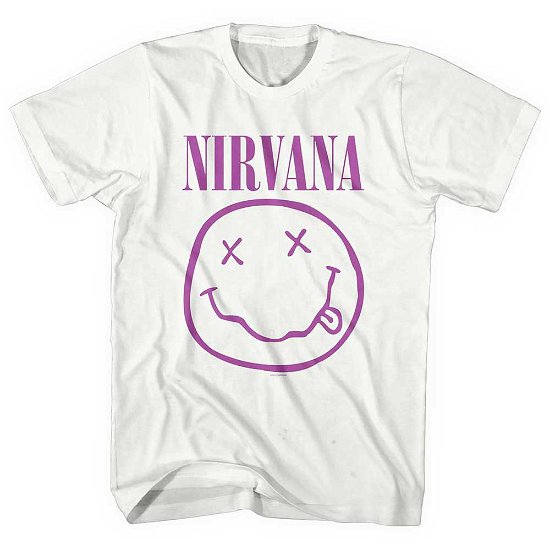 Nirvana Unisex T-Shirt: Purple Happy Face - Nirvana - Koopwaar -  - 5056561037448 - 