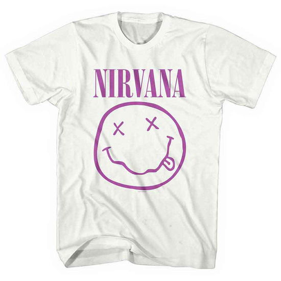 Cover for Nirvana · Nirvana Unisex T-Shirt: Purple Happy Face (White) (T-shirt) [size M] (2022)