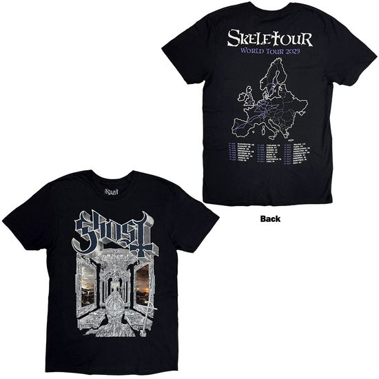 Cover for Ghost · Ghost Unisex T-Shirt: Skeleta Album Cover '25 Tour Dates (Black) (Back Print) (T-shirt) [size M] (2025)