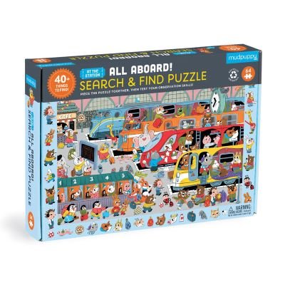 Cover for Mudpuppy · All Aboard! Train Station 64 Piece Search &amp; Find Puzzle (SPIL) (2023)