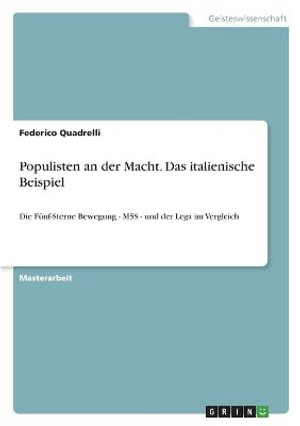Cover for Federico Quadrelli · Populisten an der Macht. Das italienische Beispiel (Paperback Book) (2022)