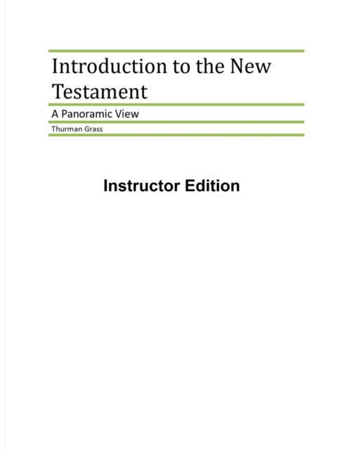 Cover for Thurman Grass · Instructors Introduction to the New Testament: A Panoramic View (Paperback Book) (2022)