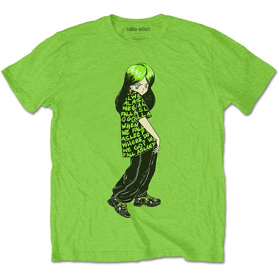 Cover for Billie Eilish · Billie Eilish Unisex T-Shirt: Anime Billie (T-shirt) [size L] [Green - Unisex edition]