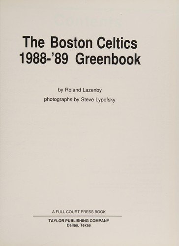 Cover for Roland Lazenby · Boston Celtics Greenbook 88-8 CB (Book) (1988)