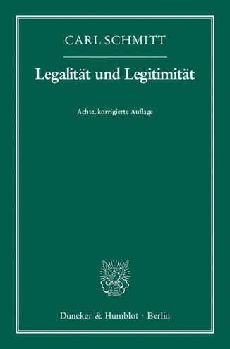Cover for Schmitt · Legalität und Legitimität (Bog)