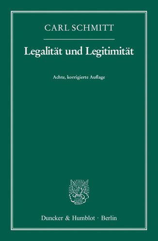 Cover for Schmitt · Legalität und Legitimität (Bog)