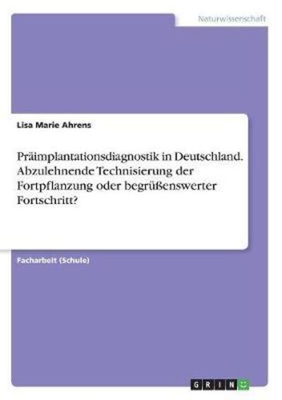 Cover for Ahrens · Präimplantationsdiagnostik in De (Book)