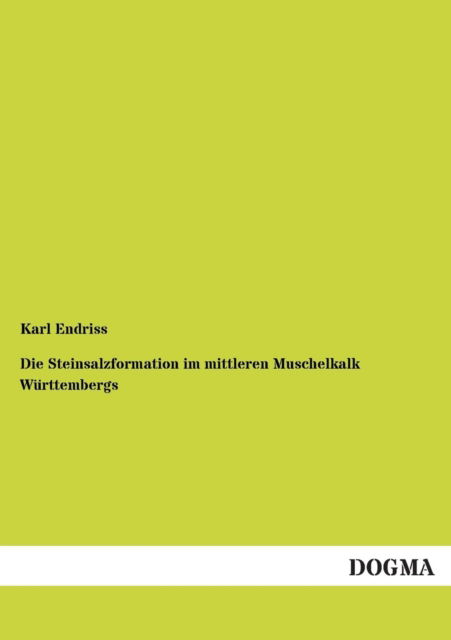 Cover for Karl Endriss · Die Steinsalzformation Im Mittleren Muschelkalk Württembergs (Paperback Book) [German edition] (2012)