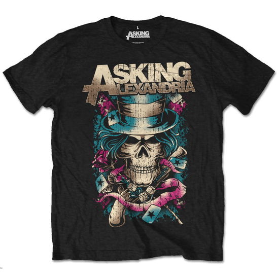 Asking Alexandria Unisex T-Shirt: Hat Skull (Retail Pack) - Asking Alexandria - Produtos - Bandmerch - 5056170627450 - 