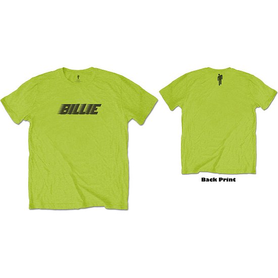 Billie Eilish Unisex T-Shirt: Racer Logo & Blohsh (Back Print) - Billie Eilish - Produtos - MERCHANDISE - 5056368602450 - 23 de janeiro de 2020