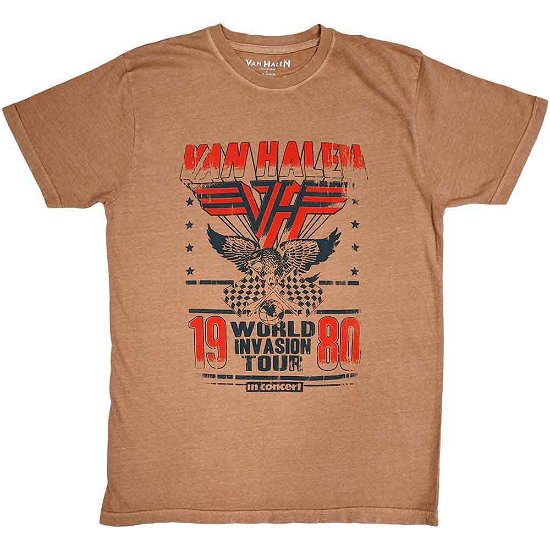 Van Halen Unisex T-Shirt: World Invasion (Distressed) - Van Halen - Produtos -  - 5056561074450 - 