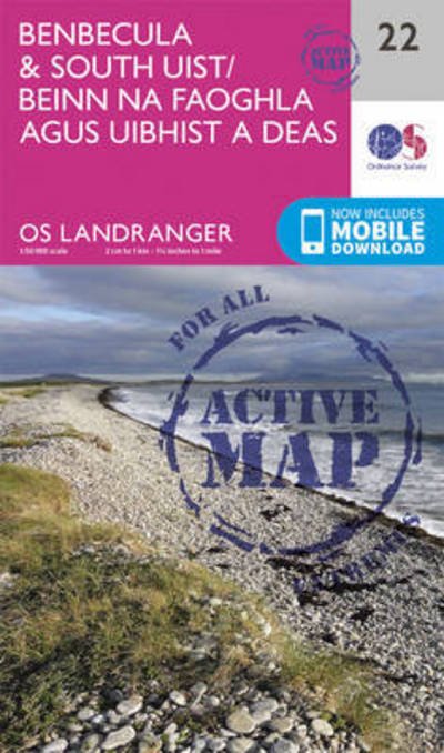 Cover for Ordnance Survey · Benbecula &amp; South Uist - OS Landranger Active Map (Landkart) [February 2016 edition] (2016)