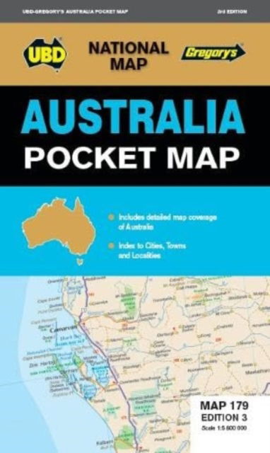 Australia Pocket Map 179 3rd ed - UBD Gregory's - Libros - Universal Publishers - 9780731932450 - 29 de septiembre de 2020