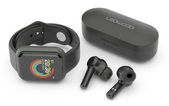 Ledwood-Pack Urban -Tws Earphones & Smartwatch-(Black) - Ledwood - Fanituote - LEDWOOD - 3700789510451 - maanantai 24. lokakuuta 2022