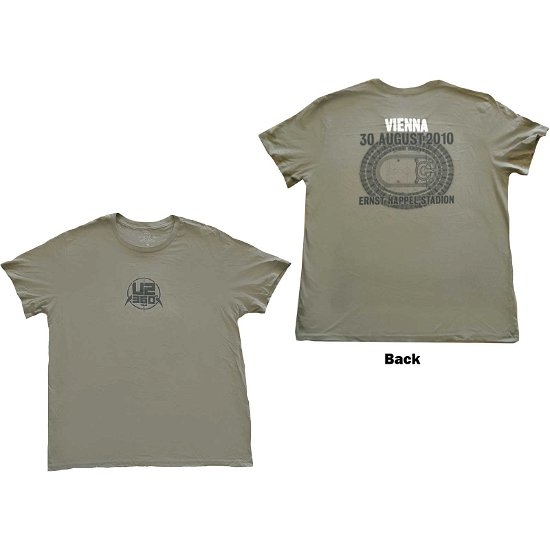 U2 Unisex T-Shirt: 360 Degree Tour Vienna 2010 (Ex-Tour & Back Print) - U2 - Merchandise -  - 5056561051451 - 