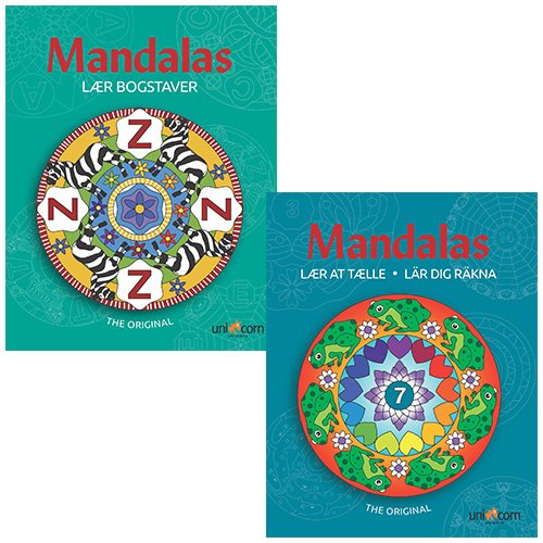 Cover for Mandalas malebøger - Lær at tælle &amp; Lær Bogstaver - 2 stk. (Paperback Book) (2020)