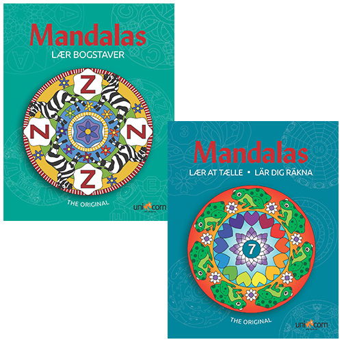 Mandalas malebøger - Lær at tælle & Lær Bogstaver - 2 stk. - Mandalas - Bøger - Unicorn - 5713516000451 - 1. september 2020