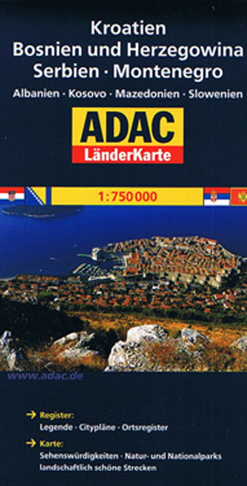 Kroatien Bosnien und Herzegowina Serbien Montenegro 1:750 000 - ADAC Verlag - Książki - ADAC - 9783826410451 - 3 stycznia 2001