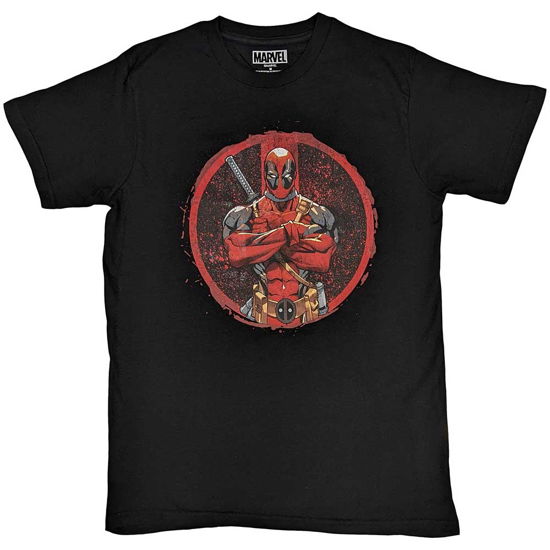 Marvel Comics Unisex T-Shirt: Deadpool Arms Crossed - Marvel Comics - Koopwaar -  - 5056561096452 - 