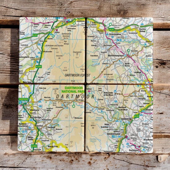 Cover for OS Map Ceramic Four Coaster Set - Dartmoor National Park (MERCH) (2025)