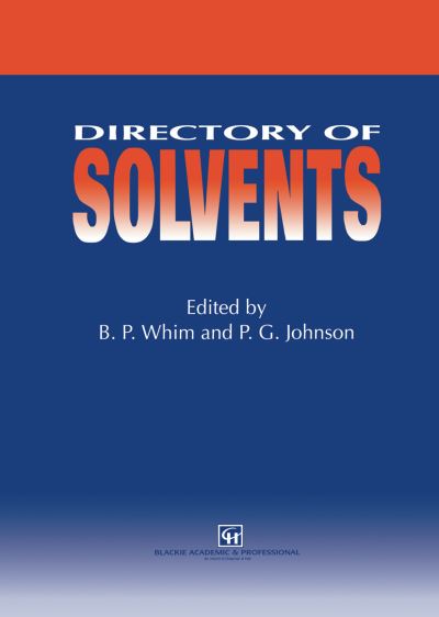 Cover for Directory of Solvents (Hardcover Book) (1996)