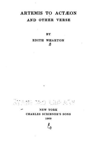 Cover for Edith Wharton · Artemis to Actaeon, and Other Verse (Paperback Book) (2016)