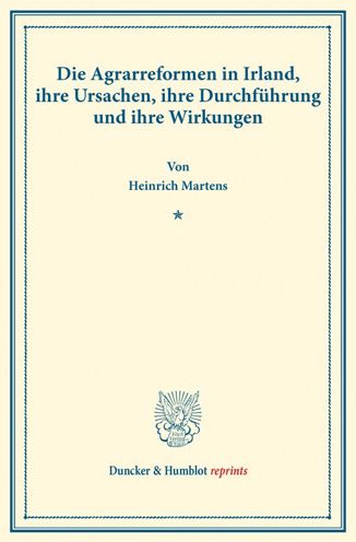 Cover for Martens · Die Agrarreformen in Irland, ih (Book) (2017)