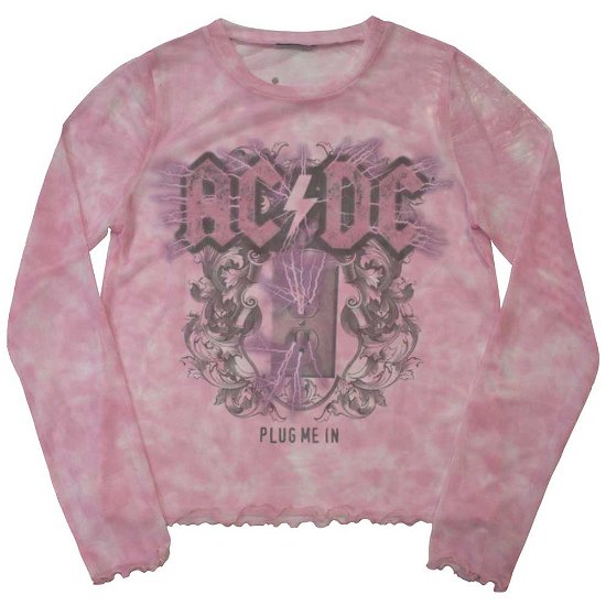 AC/DC Ladies Long Sleeve T-Shirt: Plug Me In (Mesh) - AC/DC - Merchandise -  - 5056737236453 - 